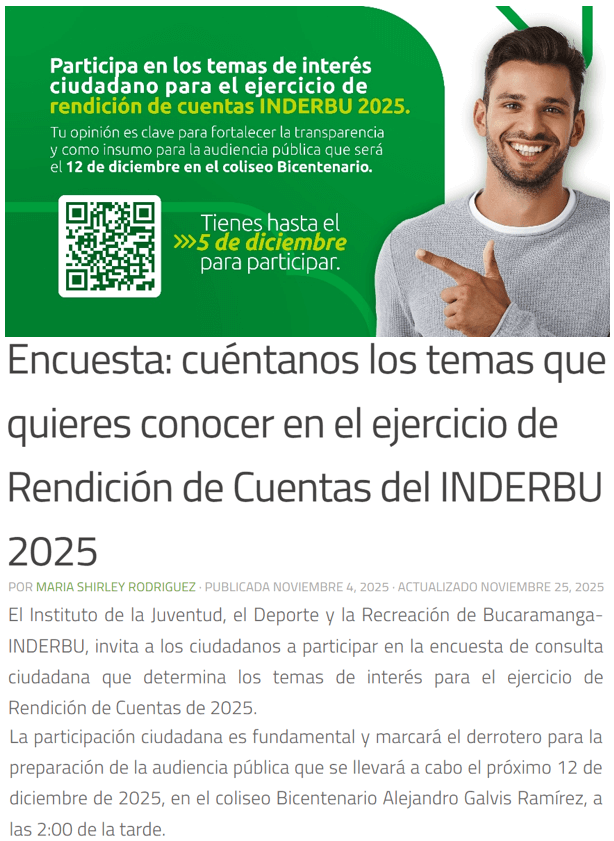 Encuesta Rendición de Cuentas del INDERBU 2025