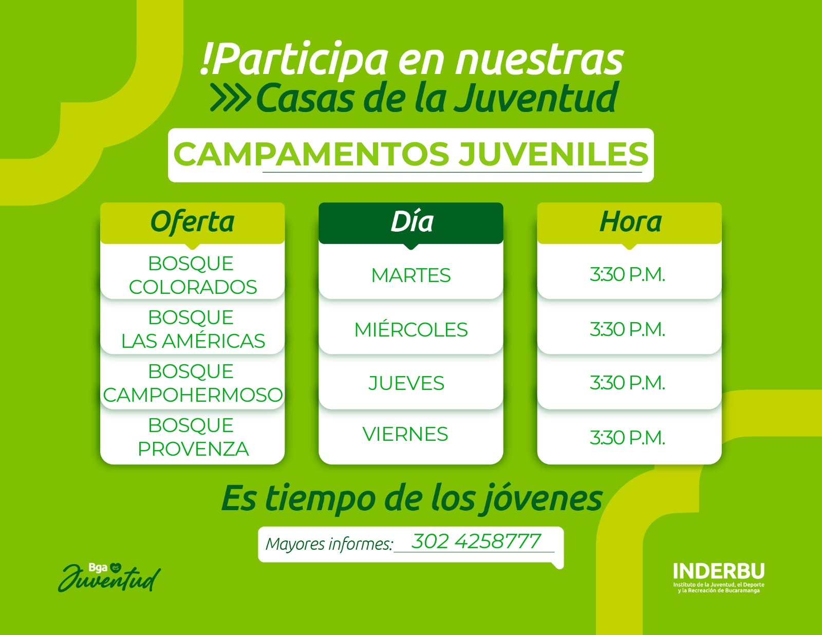 Programación Campamentos Juveniles en las Casas de la Juventud